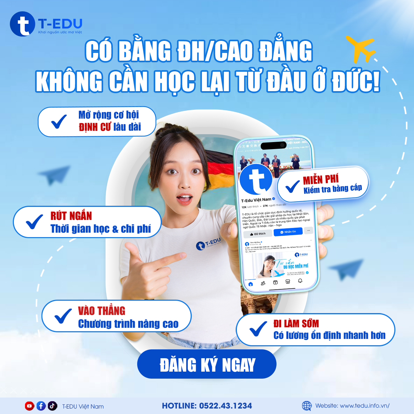 CÓ BẰNG ĐẠI HỌC/CAO ĐẲNG - KHÔNG CẦN HỌC LẠI TỪ ĐẦU TẠI ĐỨC